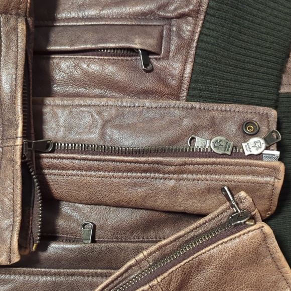 Compagnia Brown Flight pilot Leather Jacket Shearling fighter Bomber Italy 50 L - Picture 14 of 16